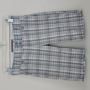 Abercrombie Sage Green, Tan & White Plaid Shorts Kids 14